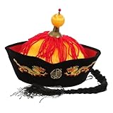 Beaupretty Chinese Style Royal Court Hat with Braids Qing Dynasty Performance Headwear for Adults Traditional Oriental Cosplay Accessory