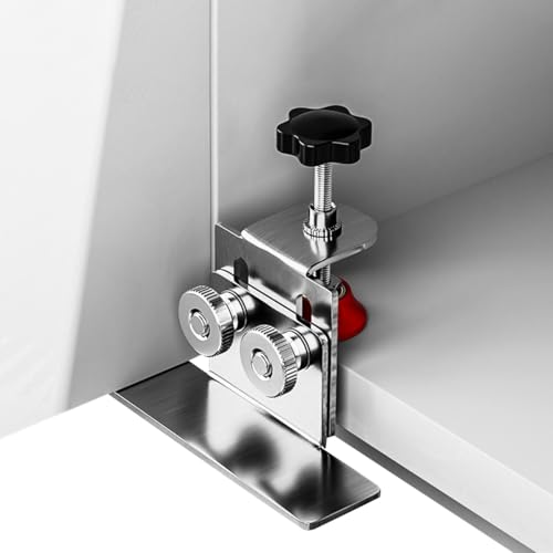 Image of Serplex Floor Cabinets Frame Install Clamp, Cabinet Mounting Support Stainless Steel Support Arm Cabinet Door Mounting Jig for Hidden Door Install, Adjustable Stainless Steel Doors Installation Clamp