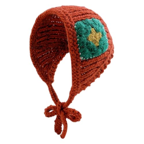 ljhnba Hot Girls Crochet Earflap Hat Knit Triangle Hair Scarf Protect Ear Earflap Hat Girls Camping Taking Photo Earflap Hat