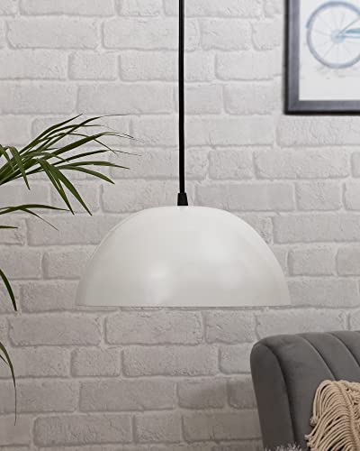 Image of Homesake Classy White Pendant Hanging Light,10 inch Modern Dome Pendants Light for Living Room, Dining Room & Kitchen | Scandinavian Ceiling Hanging Light Fixture | Metal Pendant Lamp for Home Decor