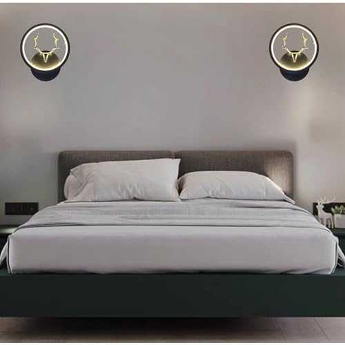 Image of Modern Round LED Wall Light with Golden Deer Horn, Multi-Color LED (Cool White, Warm White, Natural White), Plastic Body, Pack of 1