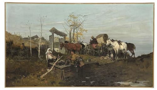 Murales Conversazione al pozzo di Jozef Brandt reproduccion de lienzo pared oleo 60x90cm
