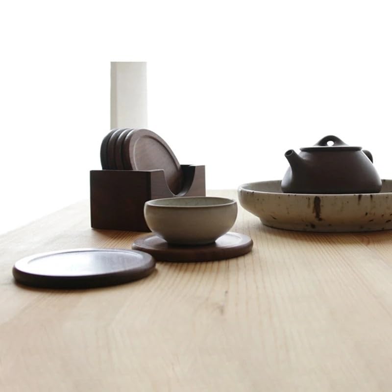 sous-Verres en Bois de Noyer, napperons décoratifs Ronds résistants à la Chaleur, Tapis de Boisson, Table de Cuisine à Domicile, Coussin de Tasse de thé et de café, 6 pièces