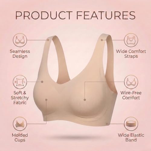 Image of UnderFlex Seamless Sports Ice Silk Bra for Women Wireless Breathable Summer Invisible No-Line T-Shirt Bra Soft Padded Everyday Comfort Bra Lightweight Stretch Gather Support Lingerie
