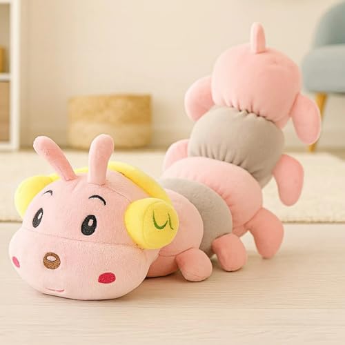 Image of 45cm Headphone Caterpillar Soft Toy Plush for Kids | Crawler Soft Toy for Kids, Home & Car Decoration | Cuddly Birthday Gift | Decorative Plush Toy (Pink Caterpillar)