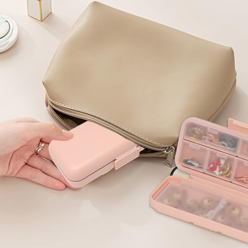Image of yueton 1Pack Mini Compartment Plastic Organizer Small Multifunctional Organizer Portable Travel Storage Box for Hair Accessories, Cotton Swab, Sticking Plaster, Needle