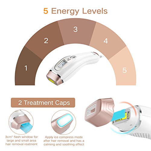 IPL Laser Hair Removal at Home Use with Ice Cool Compress Function Permanent Painless Hair Remover Device for Women Facial Armpit Arm Leg and Bikini Line