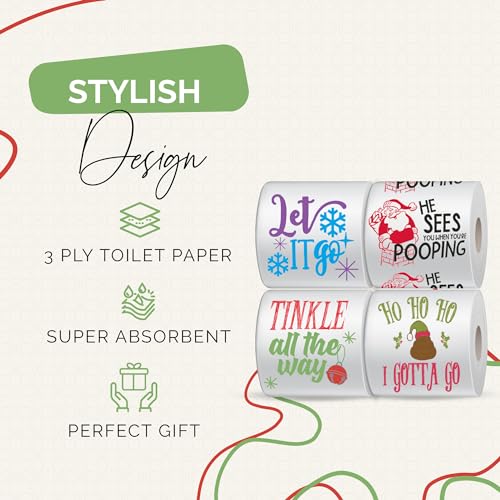 Christmas Toilet Paper (4-Pack) – The Hilariously Festive Roll Set Perfect for White Elephant Chaos