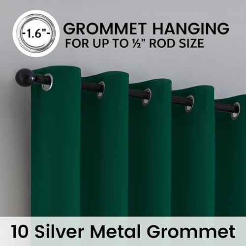 Image of SimpleHome Dark Green 100% Blackout Curtains Room Darkening Living Room 63