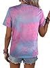 SOFIA'S CHOICE Women's Tie Dye Short Sleeve Tee Shirt Crew Neck Casual Summer Tops, Hot Pink Blue, S #2