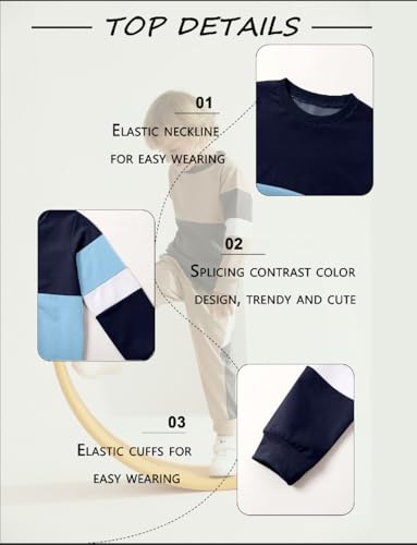 Image of Toddler Boy Clothes Long Sleeve Hoodie Sweatsuits Tops and Pants 2Pcs Boys Fall Winter Outfits Set
