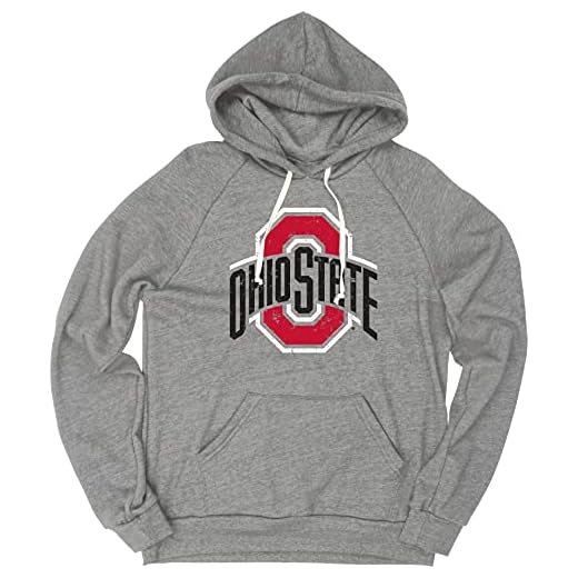 Blue 84 Men's Ohio State Buckeyes Tri-Blend Hoodie Vintage Icon Heather Grey, Grey, X-Large