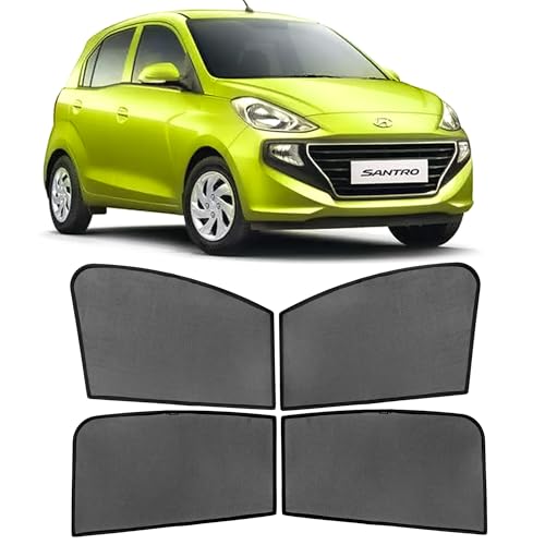 Image of AutoStory Custom Fit Black Mesh Car Sunshade for Santro 2018-2025 | UV & Heat Protection Car Window Curtains | Privacy Car Sun Shade | Breathable Vehicle Specific Side Window Shades
