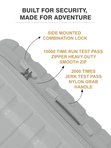 Image of Teakwood MA Trolley Bag, Hard with Zipper Closure, Adjustable Push Button & Cross Side Strap, Number Lock System 360 Degree (Silver, Set of 2)