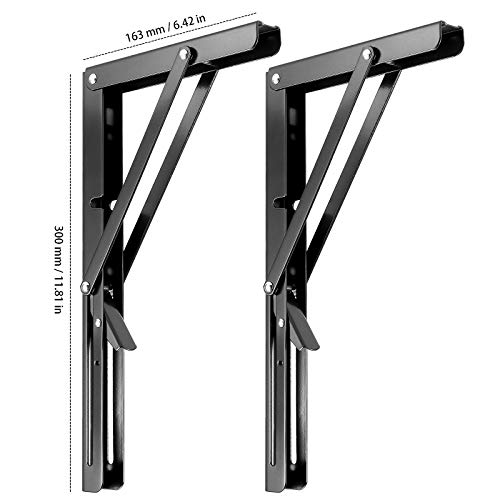Charnière de table pliante pour gain de place | Support étagère pliable noir 30,5 cm - 3