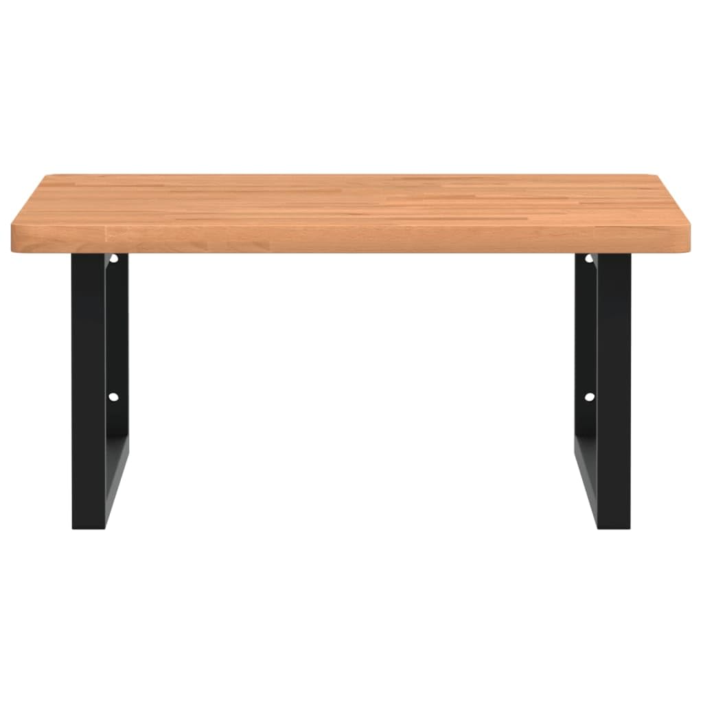 Waschbeckenregal Wandmontage Stahl und Massivholz Buche, 60x60 cm Ablage mit 2 Halterungen, platzsparend und belastbar, Badmöbel Organizer für Gäste WC und Badezimmerwaschtisch
