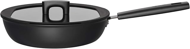 Fiskars 1052232 Sauté Pan with lid, Dia: 28 cm, Capacity: 3.5 litres, Suitable for All hobs, Aluminium/Plastic, Scratch-Resistant, Non-Stick Coating, Hard Face, Black, 3.5 liters
