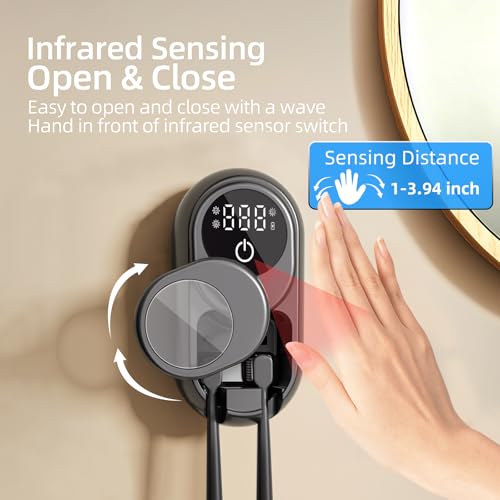 Image of UV Toothbrush Sanitizer Holder for Bathroom, Wall Mounted Heated Drying | Auto Sensor, 35-Day Rechargeable Battery, LED Smart Display, Fits Most Sizes, 2 Slots, Home Travel Use, Black