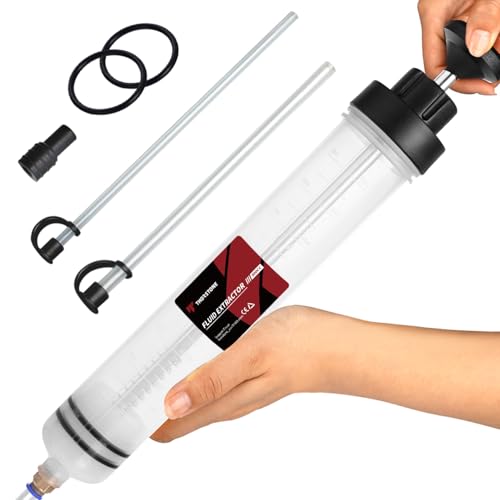 Thorstone 500cc Automotive Fluid Extractor Pump, Manual Oil Change Syringe with 2pcs 22cm PVC Suction Tubes