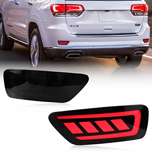 Pgtopone Smoked Led Rear Bumper Reflectors Fog Brake Tail Light Sequential Turn Signal Lamps Compatible With Jeep Grand Cherokee 2012-2021 Compass 2011-2017 Dodge Journey 2011-2017 (Smoked) #TOP5