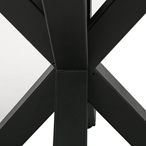 Christopher Knight Home Teague Light Weight Concrete Circular Dining Table With Iron Cross Pedestal Base, White / Black #TOP3