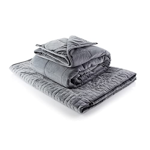 Minky Luxury Weighted Double Blanket for Adults. Heavy Thick Blanket with Removable and Washable Cover, Soft Throw for Stress and Sleep, Quilt Design, Quality Glass Beads, 5kg, 137cm x 190cm (Grey) Minky Luxury Weighted Double Blanket for Adults. Heavy Thick Blanket with Removable and Washable Cover, Soft Throw for Stress and Sleep, Quilt Design, Quality Glass Beads, 5kg, 137cm x 190cm (Grey)