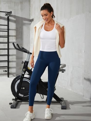 Image of ATTRACO Ribflex Ribbed Workout Crop Tops with Built in Bra for Women Yoga Racerback Tank Top Slim Fit