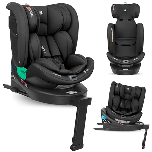 KikkaBoo Silla de Coche i-Size i-TURN, 40-150 cm, Silla Coche Bebé Grupo 0 1 2 3 ISOFIX, de 0 a 12 años, Giratoria 360°, 12 Posiciones Reposacabezas, Sistema SPS, Cojín Reductor, Negro