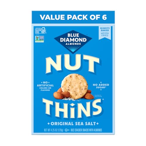 Image of Blue Diamond Almonds Nut Thins Gluten Free Cracker Crisp Snacks, Original, 4.25 Oz Boxes (Pack of 6)