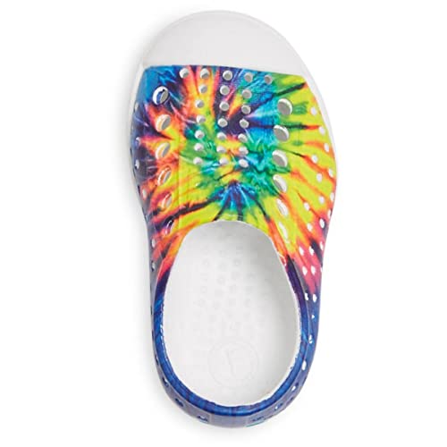 Native Shoes Kids Jefferson Print Sneakers For Toddlers - Flexible Eva Upper, Colorful Fun Prints Allover, And Round Closed Toe Shell White/Shell White/Neon Multi Tie-Dye 9 Toddler M #TOP2