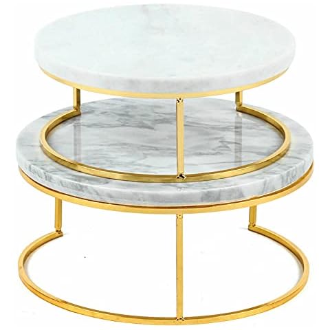 2PC Cake Stand, Marble Fruit Cake Display Holder Cover