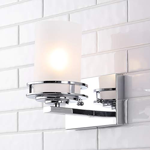 Image of JONATHAN Y Fairfax 1-Light Bathroom Vanity Light 7.13 inch Metal /Glass, Chrome