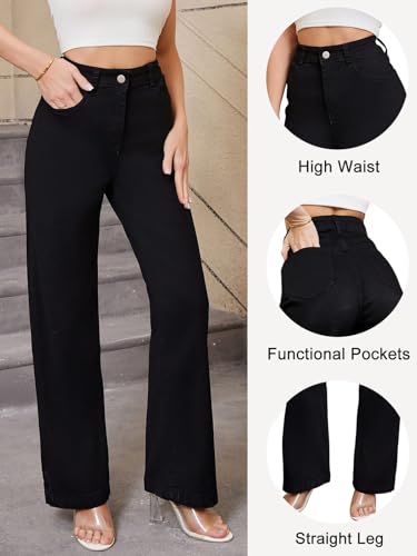 LONGBIDA Straight Leg Jeans for Women High Waisted Trendy Stretchy Baggy Jean Wide Leg Denim Pants4