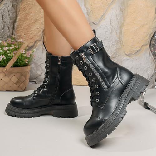 Botines de mujer cómodos para caminar sin cansancio con plataforma y puntera redonda 5