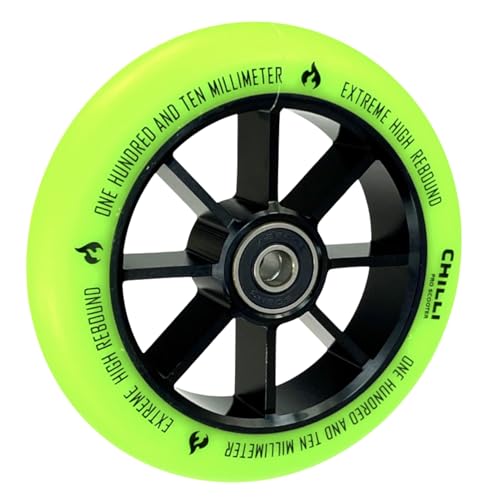 Chilli Pro Stunt-Scooter - Rueda de repuesto para patinete (100 mm, 110 mm, 120 mm, base verde, 110 mm)