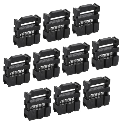 QUARKZMAN Conector de Zócalo Idc Hembra de 10 Posiciones x 10Pcs para Conectores de Cable de Cinta Plana Fc-10P para Placa Pcb, Negro