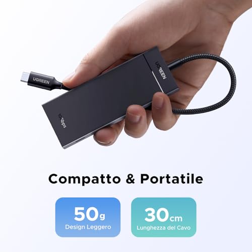 10Gbps Hub USB C 3.2 Gen 2 a 4 Porte Dati Adattatore Dongle Type C con Carica Rapida PD 100W Compatibile con iPhone 17 PRO Max Air MacBook iPad Air Surface Galaxy S24 - Hub USB - Immagine 6