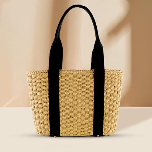 Bolso de playa tejido para mujer con correas acolchadas miniatura 3