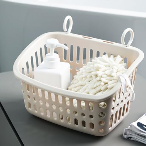 Cesta de plástico para almacenamiento rectangular calada para organizador baño 4