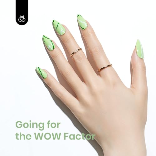 Image of Beetles Mint Green Gel Polish - Summer Buds 15ML /0.51Fl Oz, Lime Light Green Gel Nail Polish, Soak Off UV LED Lamp Pastel Nails Art, Long-Lasting Manicure Salon Bright Summer Day Nails