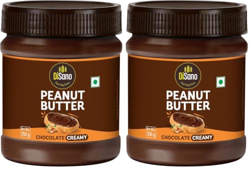 Image of DiSano Chocolate Peanut Butter Creamy, 350g, 23g Protein & 6.4g Dietary Fibre, Tasty & Healthy Chocolate Spread for Breakfast & Snacks, Made with Premium Roasted Peanuts, Zero Cholesterol & Trans Fat