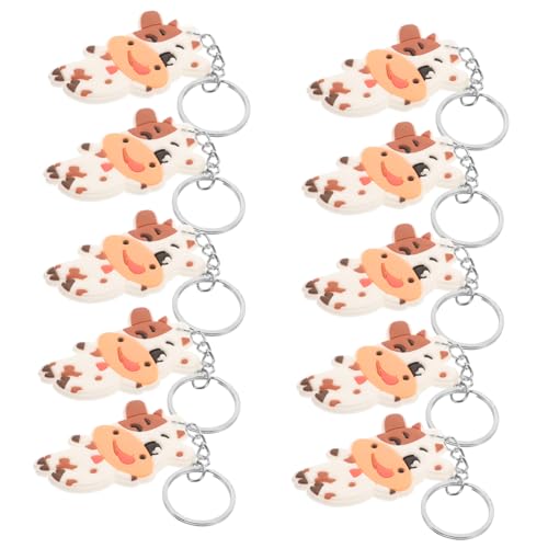 Beavorty 10Piezas Lote De Llaveros De Vaca De Dibujos Animados De Anillos Clave y Souvenirs Para Adultos Colores