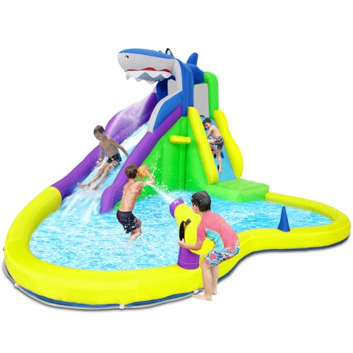 Bounce House for Big Kids 3-12 Years,Water Slide Bounce House,Inflatable Bounce Castle with Climbing Wall,Water Gun,Pool,13x14FT Play Center for Indoor/Outdoor Backyard (Light Yellow, Size1)