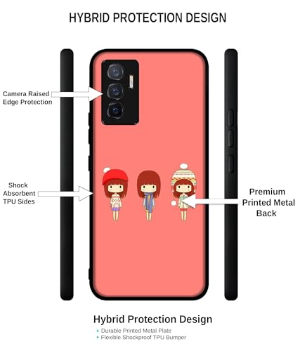 Image of Cute Girls Design Premium 2D Printed Metal Back Case Cover for Vivo V23E 5G / Y75 4G