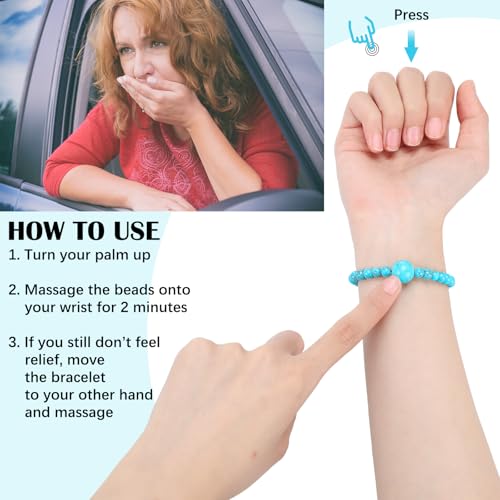 Image of Sureio 6 Pcs Motion Sickness Bracelets Cruise Essentials Adjustable Anti Nausea Wristband for Adults Car Sea Air Sickness Relief