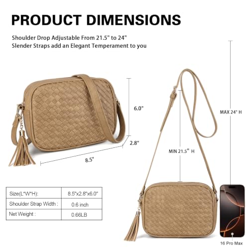 Image of AFKOMST Woven Crossbody Bag, Small Summer Purse and Boho Bag for Women | Vegan Leather, Roomy Space, 2.3L Capacity, fits iPad mini /Long Wallet /Kindle, Versatile for Daily Use /Casual /Date /Office