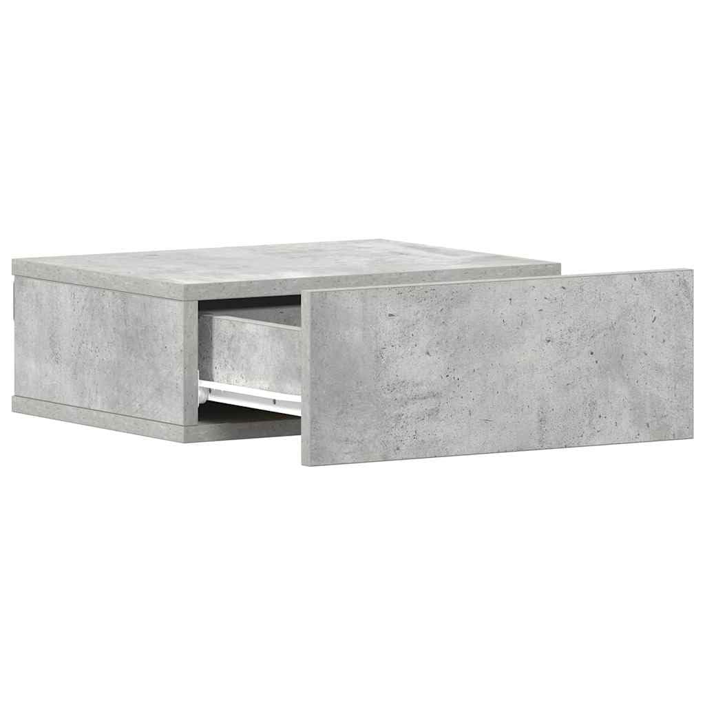 2 comodini sospesi, grigio cemento, 40 x 30 x 15 cm, materiale in legno, comodini da parete sospesi, per camera da letto, pratico tavolino