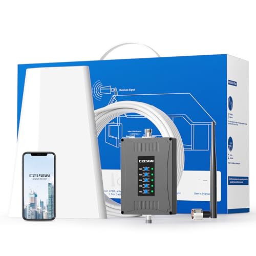 Cell Phone Signal Booster for Home Office Metal Building | Boosts 5G 4G LTE Signals on Band 2 4 5 12 13 17| Up to 3000 sq ft | Supports Verizon, AT&T, T-Mobile & More | FCC Approved