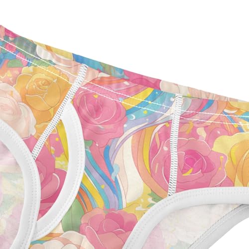 KLL Floral Pattern Red Roses Toddler Boys' Pure Cotton Boxer Briefs Breathable Undies4