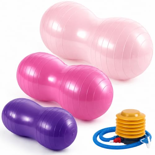Image of Jexine Peanut Ball for Kids Therapy Anti-Burst Exercise Yoga Ball with Pump for Pregnancy Birth Exercise Physical Therapy, for Child Training